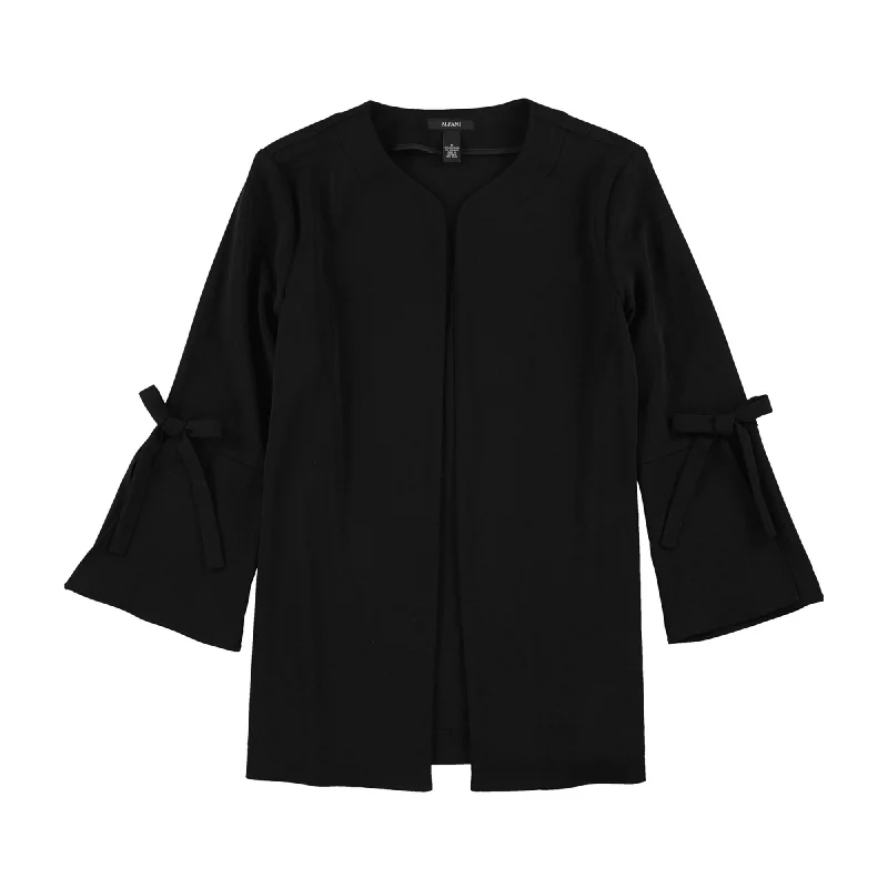 Alfani Womens Bow Sleeve Ponte Jacket, Black, X-Small