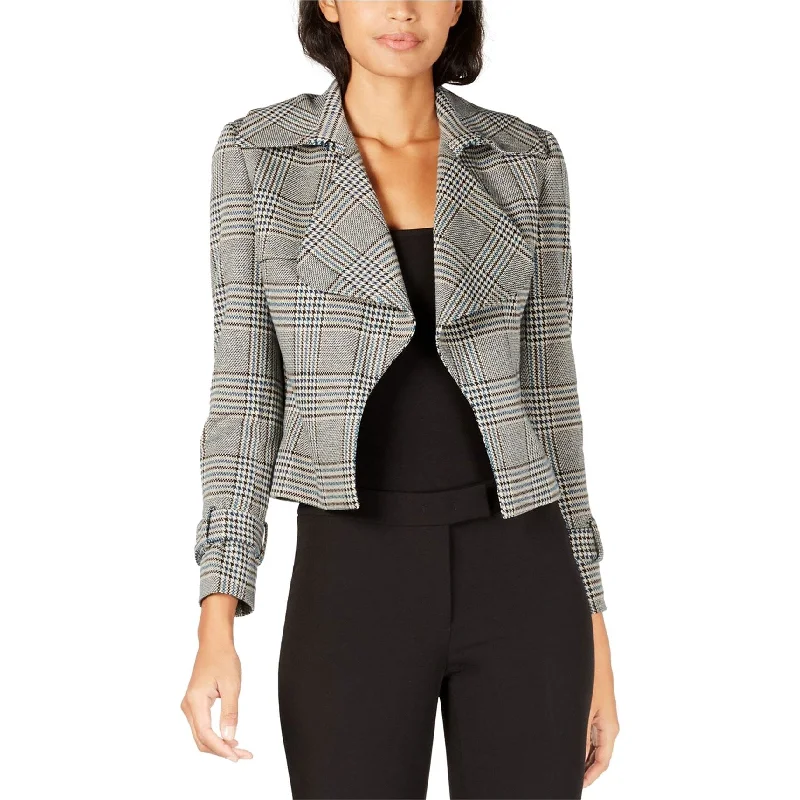 Anne Klein Womens Houndstooth Jacket, Blue, 2