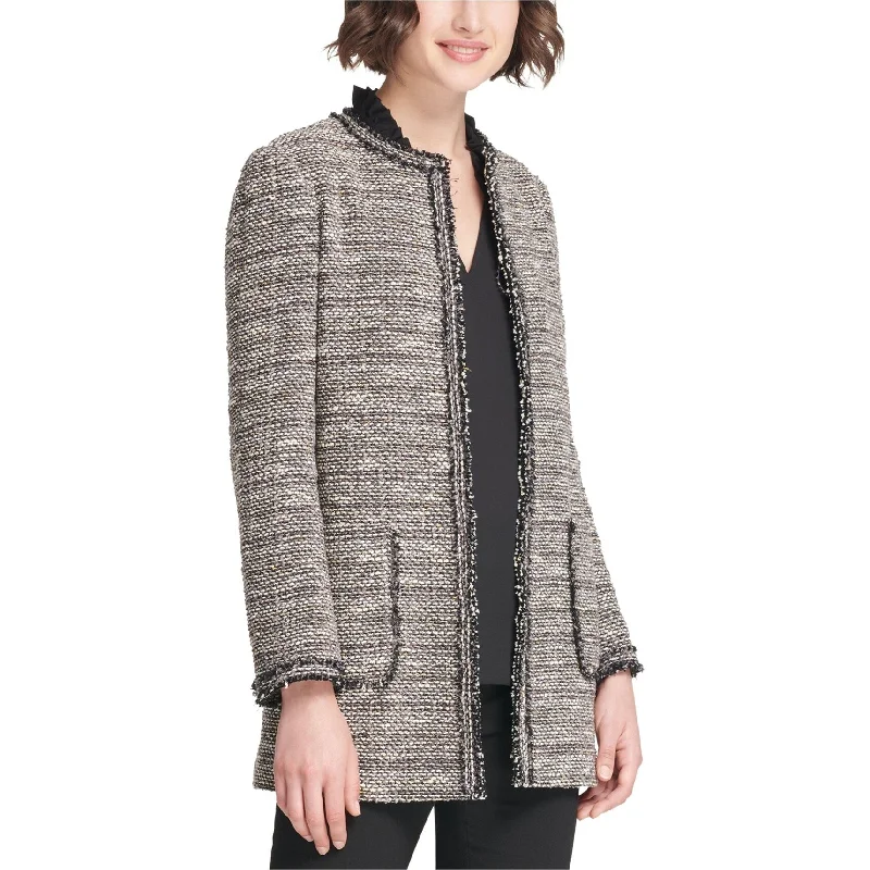 DKNY Womens Collarless Jacket, Grey, 14