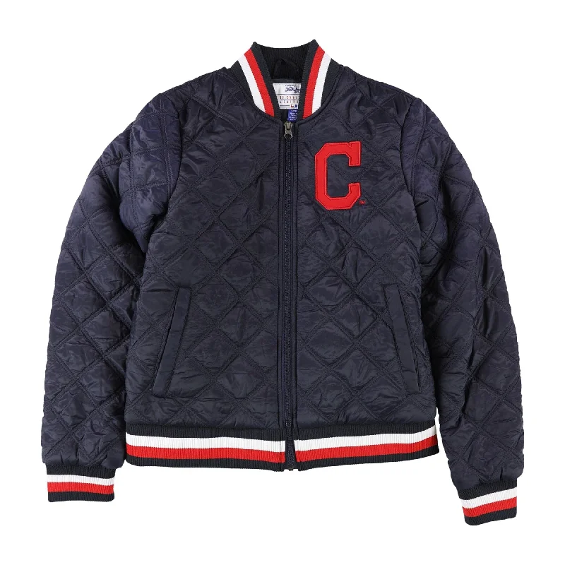 G-III Sports Womens Cleveland Indians Quilted Jacket, Blue, Small