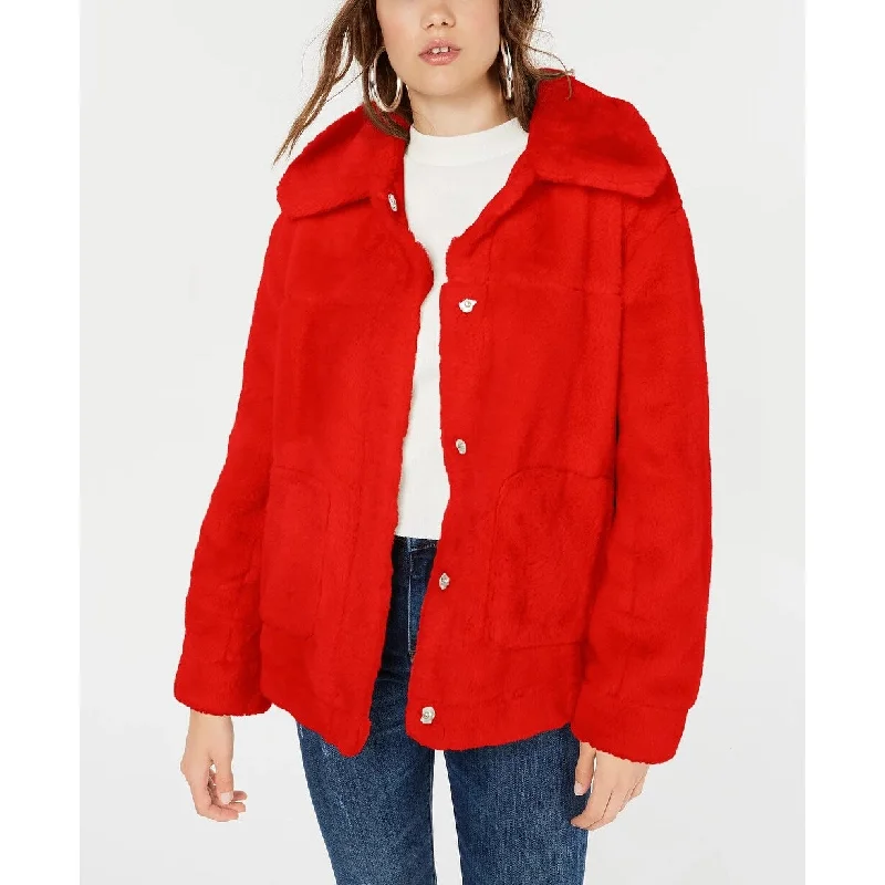 Jou Jou Juniors' Faux-Faux Jacket Red Size Large