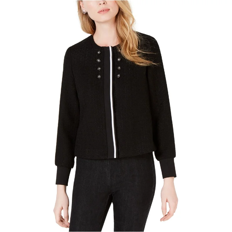 Maison Jules Womens Tweed Embellished Bomber Jacket