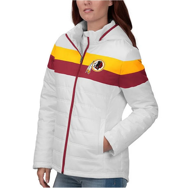 NFL Womens Washington Redskins Puffer Jacket, White, X-Large