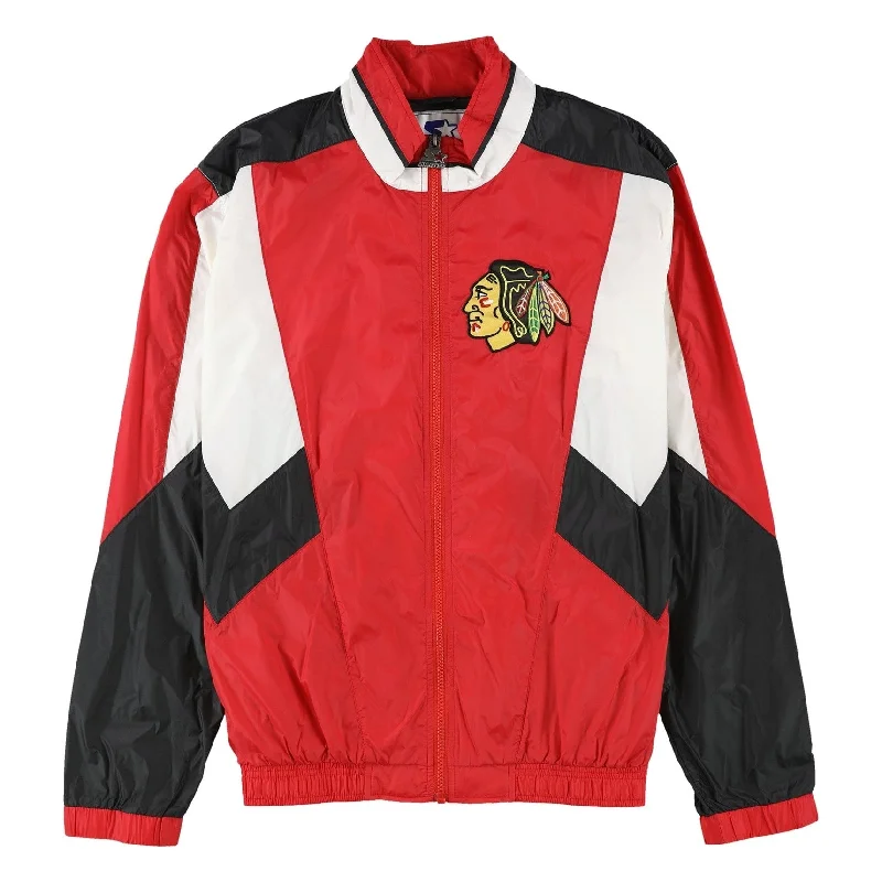 STARTER Womens Chicago Blackhawks Windbreaker Jacket, Red, Large