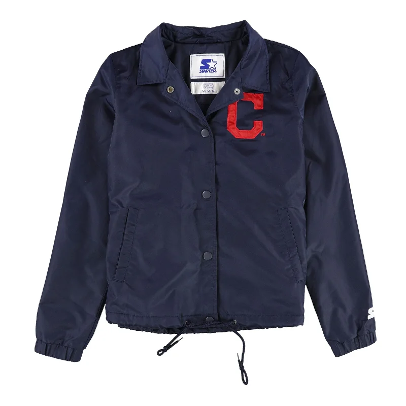 STARTER Womens Cleveland Indians Windbreaker Jacket, Blue, Medium