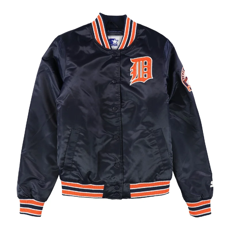 STARTER Womens Tigers Stadium Patch Varsity Jacket, Blue, Medium