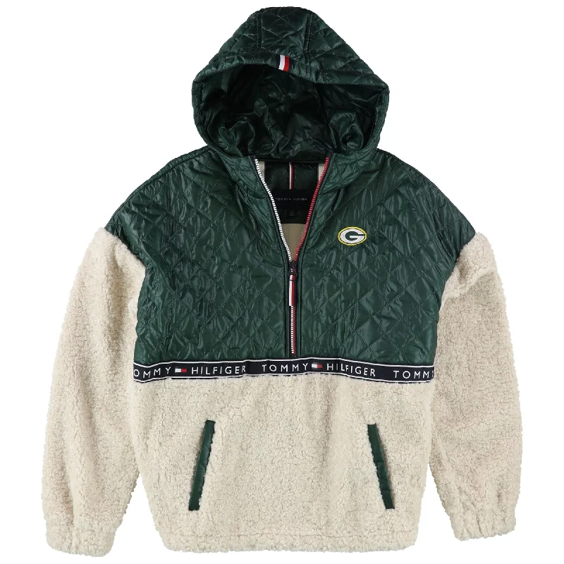 Tommy Hilfiger Womens Green Bay Packers Quilted Jacket, Green, Small