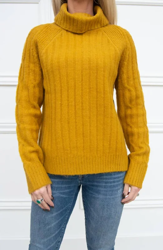 Cable Knit Sweater In Dijon