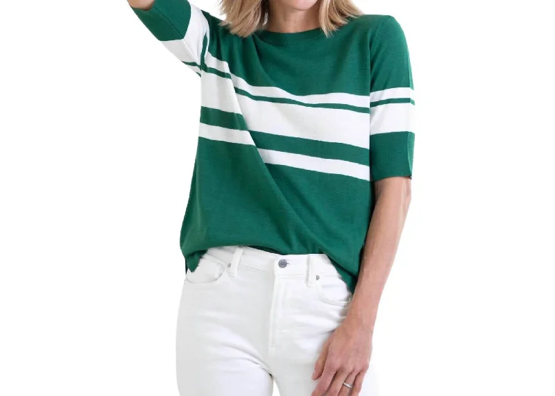 Court Short Sleeve Sweater In Emerald