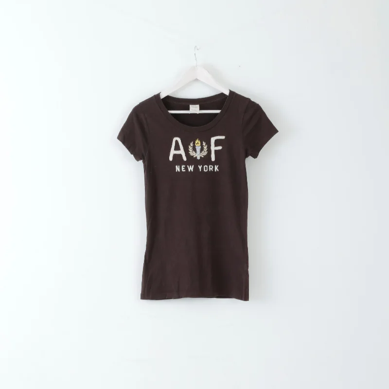 Abercrombie & Fitch Womens L T-Shirt Brown Cotton Torch New York Stretch Top