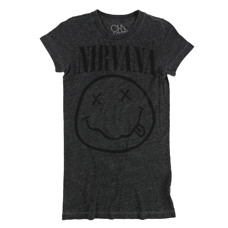 Chasor Womens Nirvana Graphic T-Shirt, Grey, Small