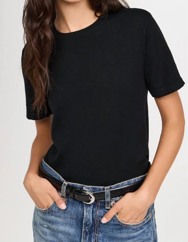 Cotton Cashmere T-Shirt In Black