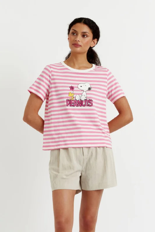 Cream Cotton Flower Power Stripe T-shirt