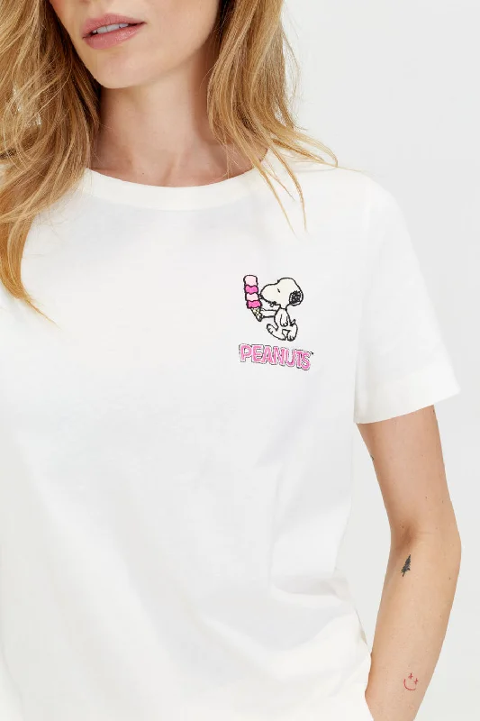 Cream Cotton Snoopy Ice Cream T-Shirt