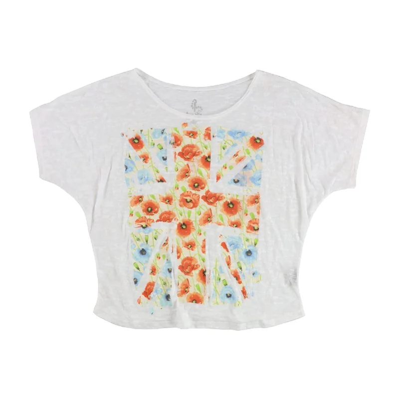 dELiA*s Womens Burnout Floral Pattern Cross Graphic T-Shirt, Multicoloured, Medium