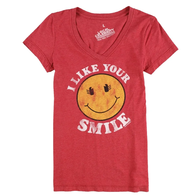 Local Celebrity Womens I Like Your Smile Graphic T-Shirt, Red, Large