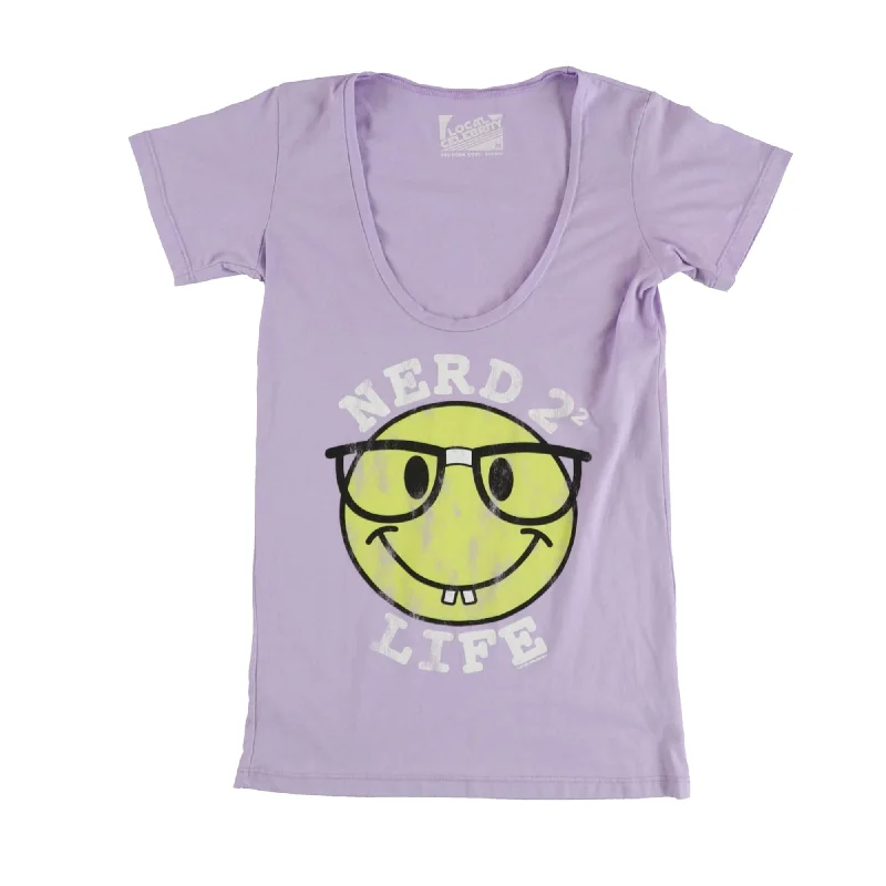 Local Celebrity Womens Nerd 4 Life Graphic T-Shirt, Purple, Medium