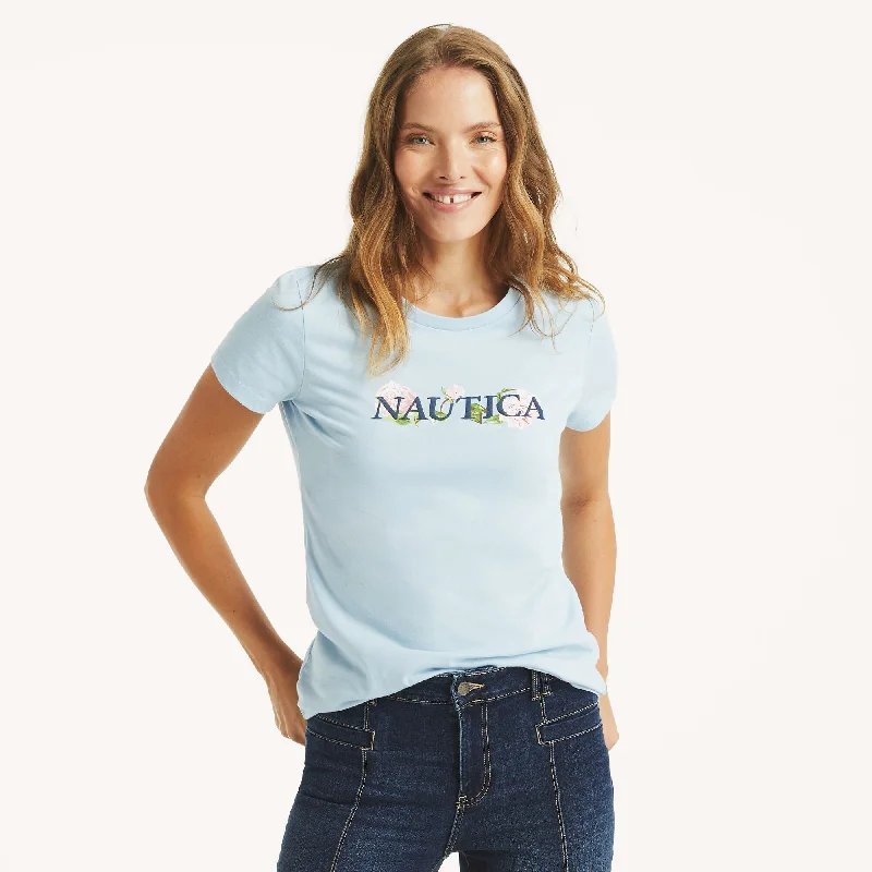 Nautica Womens Floral Puff Graphic T-Shirt