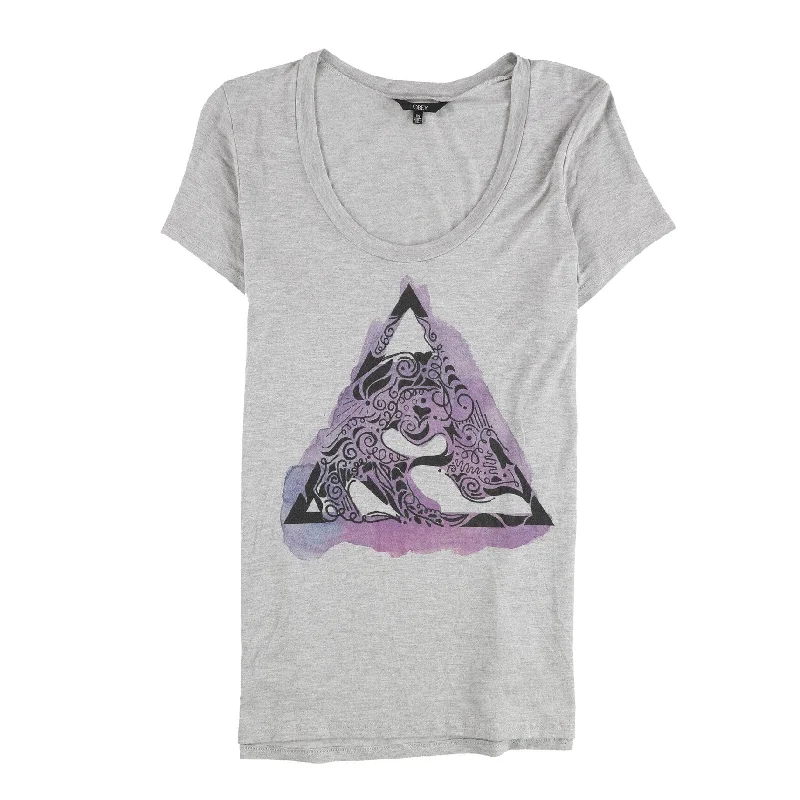 Obey Womens Triangle Graphic T-Shirt, Grey, X-Small