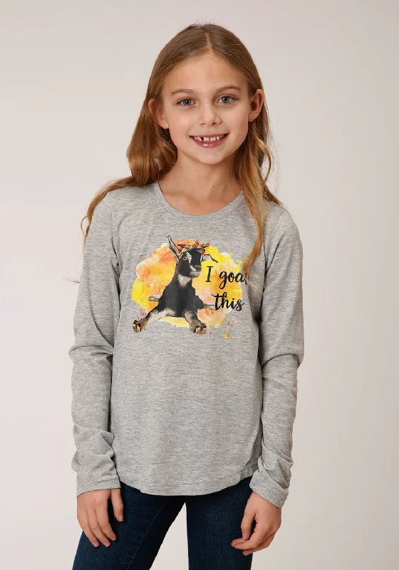 Roper Girls Grey Poly/Rayon I Goat This L/S T-Shirt