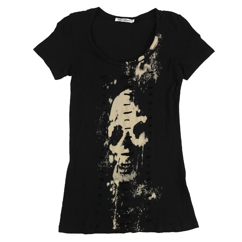 Sweet & Toxic Womens Distressed Splatter Graphic T-Shirt, Black, Small