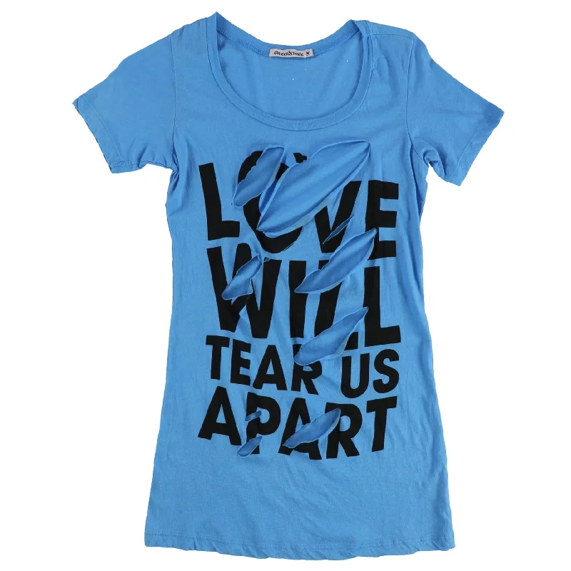 Sweet & Toxic Womens Love Will Tear Us Apart Graphic T-Shirt, Blue, Medium