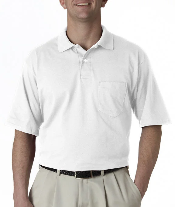 436 - Jerzees Adult SpotShield™ Jersey Pocket Polo Shirt | White