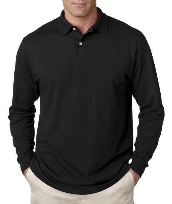 437L - Jerzees Adult SpotShield™ Long-Sleeve Jersey Polo Shirt | Black