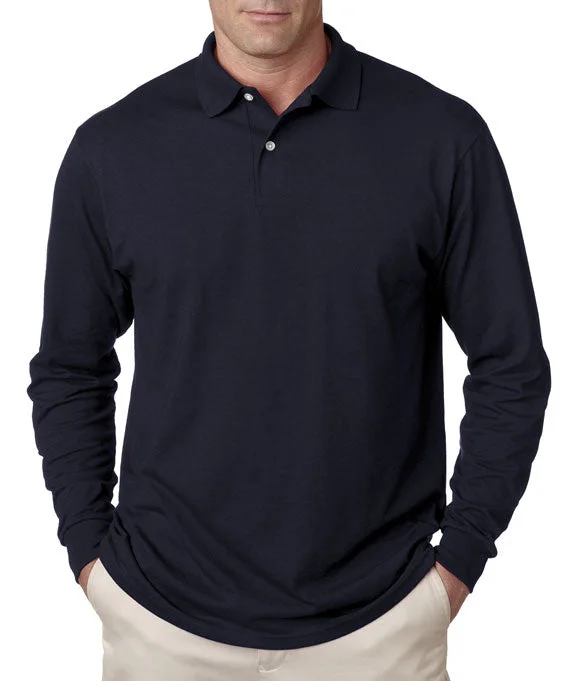 437L - Jerzees Adult SpotShield™ Long-Sleeve Jersey Polo Shirt | J Navy