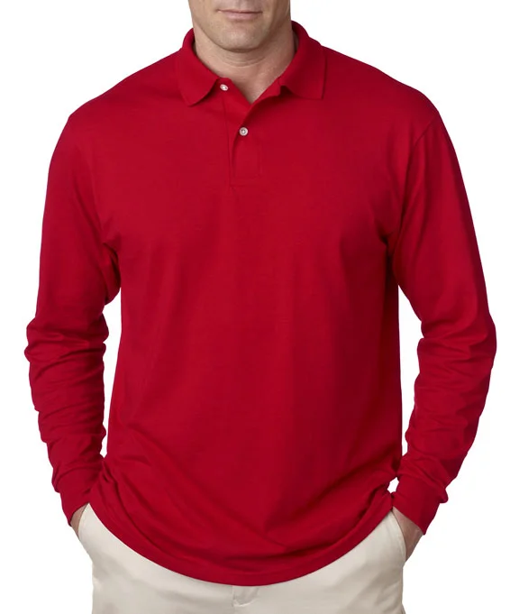 437L - Jerzees Adult SpotShield™ Long-Sleeve Jersey Polo Shirt | True Red