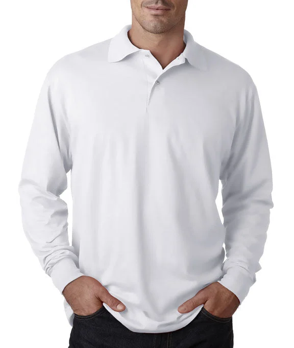 437L - Jerzees Adult SpotShield™ Long-Sleeve Jersey Polo Shirt | White