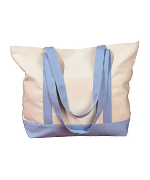 BE004 - BAGedge 12 oz. Canvas Boat Tote Bag | Natural/Light Blue