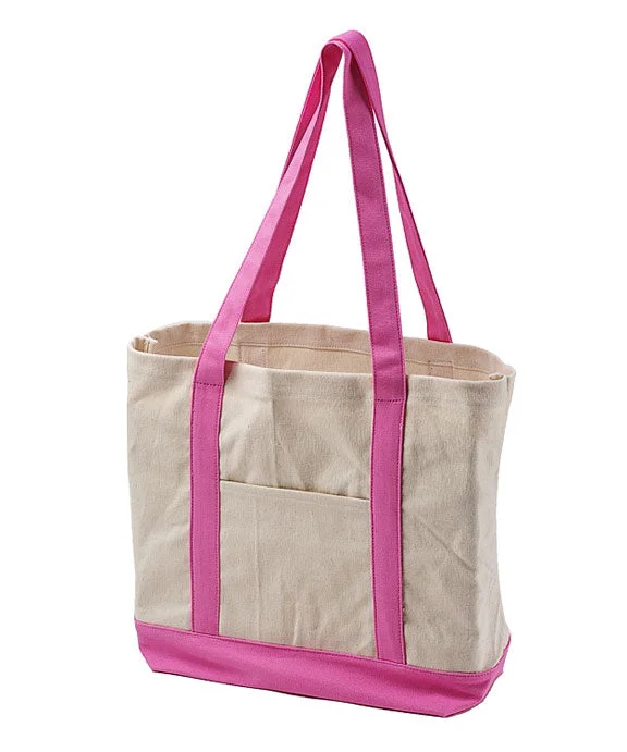 BE004 - BAGedge 12 oz. Canvas Boat Tote Bag | Natural/Pink