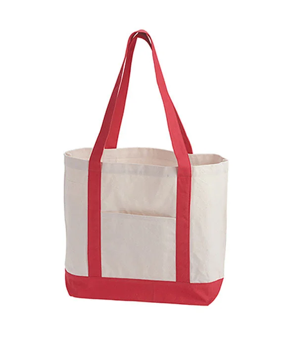 BE004 - BAGedge 12 oz. Canvas Boat Tote Bag | Natural/Red