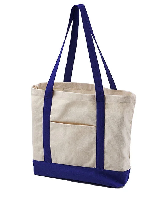 BE004 - BAGedge 12 oz. Canvas Boat Tote Bag | Natural/Royal