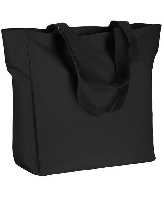 BE080 - BAGedge Polyester Zip Tote Bag | Black