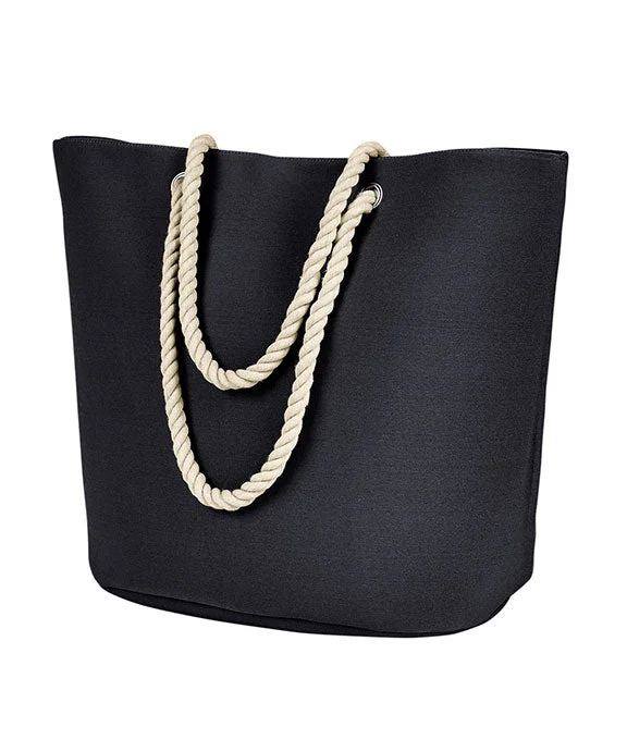 BE256 - BAGedge Polyester Canvas Rope Tote Bag | Black