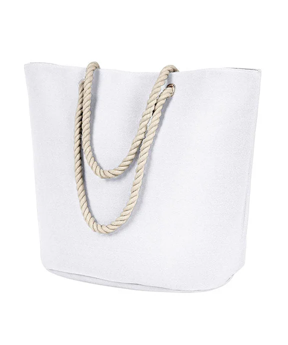 BE256 - BAGedge Polyester Canvas Rope Tote Bag | White