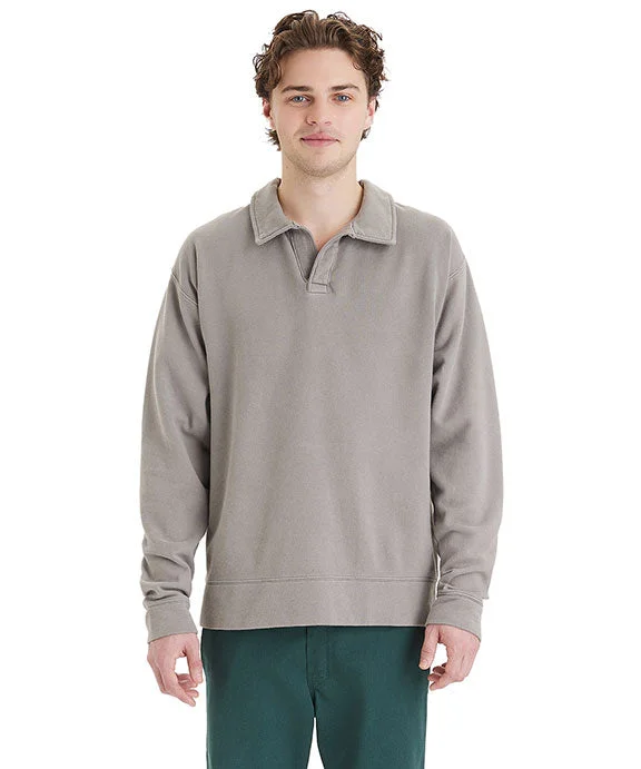 GDH490 - ComfortWash by Hanes Unisex Garment Dye Polo Collar Sweatshirt | Concrete Grey