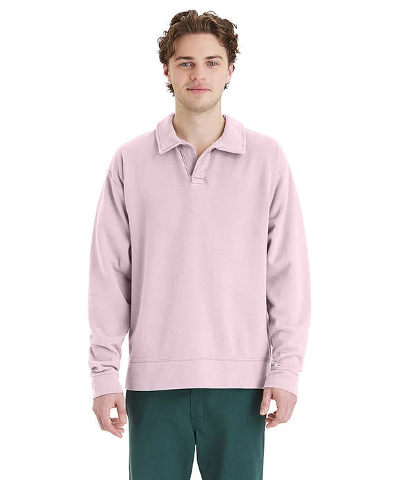 GDH490 - ComfortWash by Hanes Unisex Garment Dye Polo Collar Sweatshirt | Cotton Candy