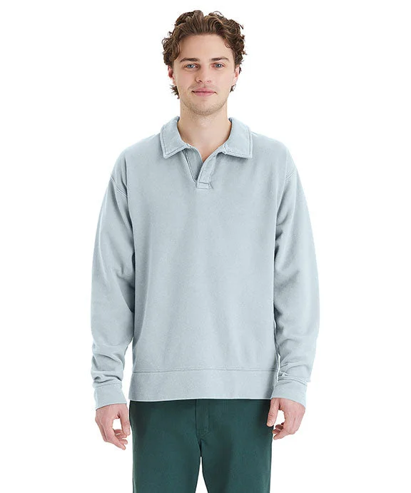 GDH490 - ComfortWash by Hanes Unisex Garment Dye Polo Collar Sweatshirt | Soothing Blue