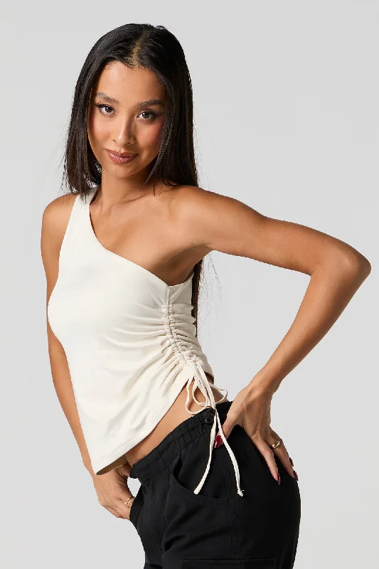 Contour One Shoulder Drawstring Side Tank