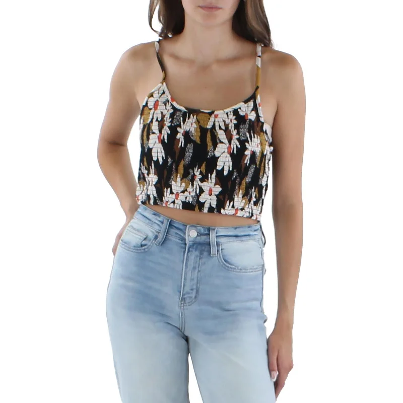 Angie Womens Floral Ribbed Tank Top