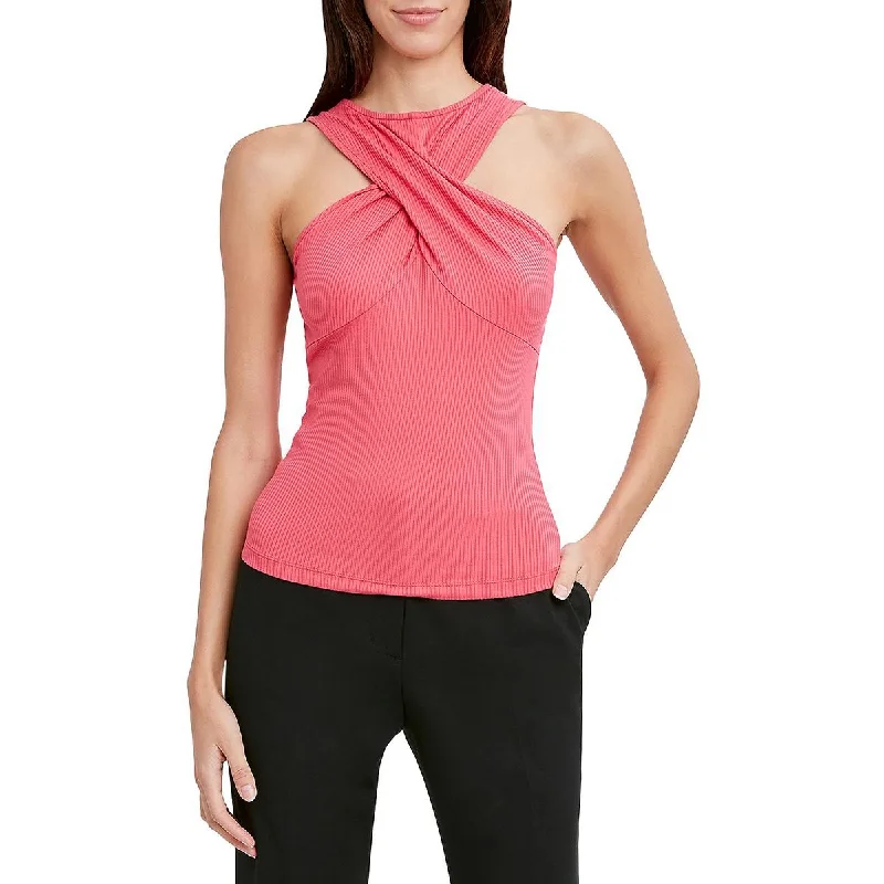 BCBGMAXAZRIA Womens Twist Neck Casual Tank Top