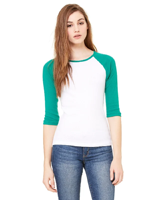 Bella + Canvas B2000 Ladies' Baby Rib 3/4-Sleeve Contrast Raglan T-Shirt