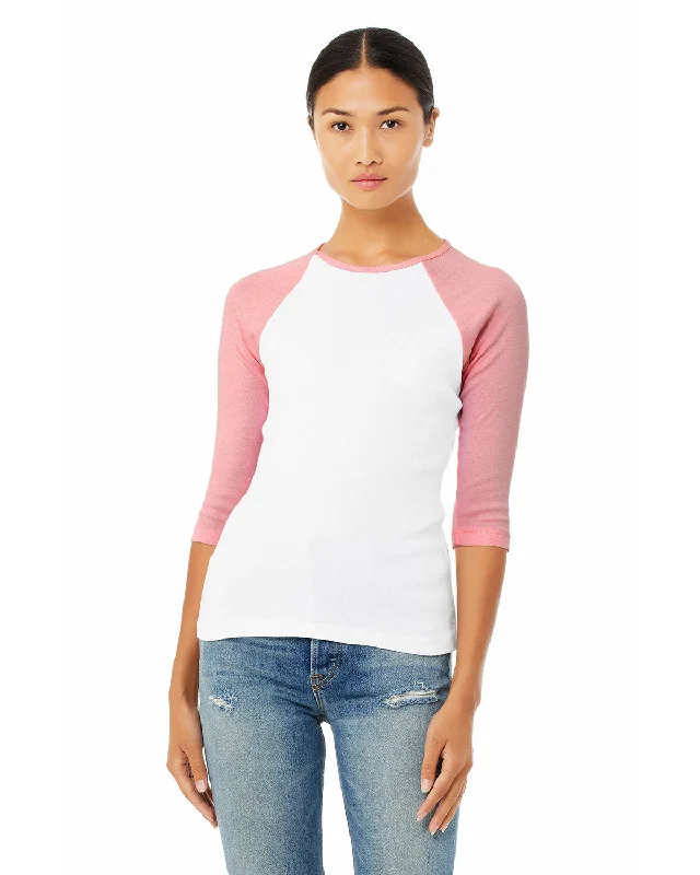 Bella + Canvas B2000 Ladies' Baby Rib 3/4-Sleeve Contrast Raglan T-Shirt