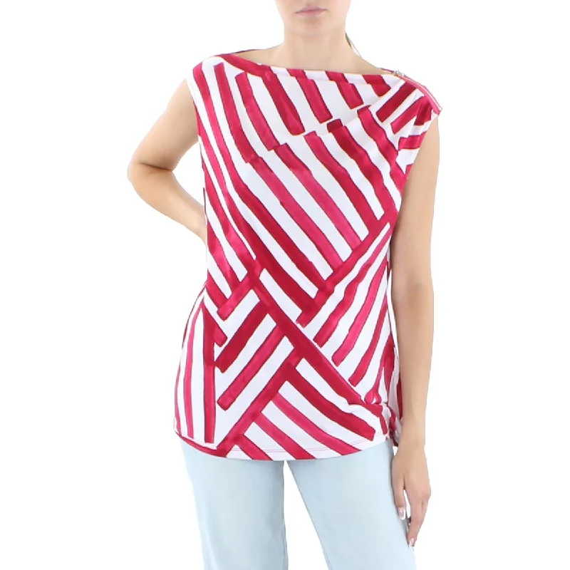 DKNY Womens Boat Neck Stripe Tank Top