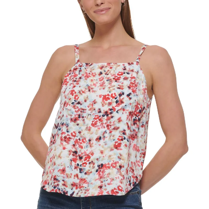 DKNY Womens Plus Floral Print Tank Halter Top