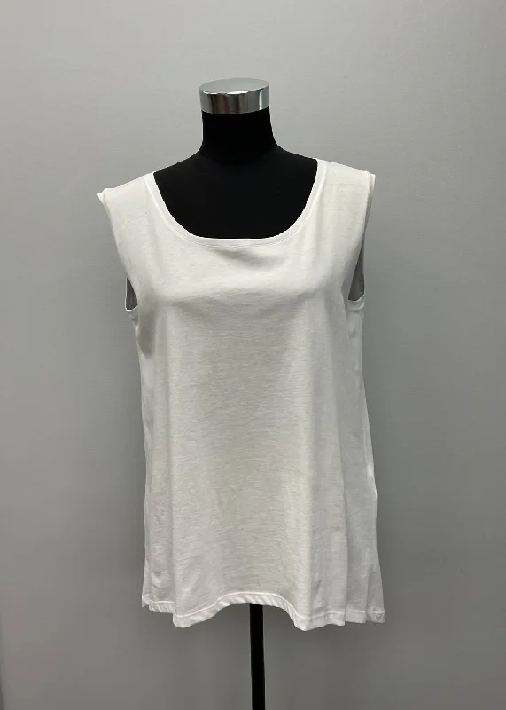 Hi/lo Cotton Tank In White