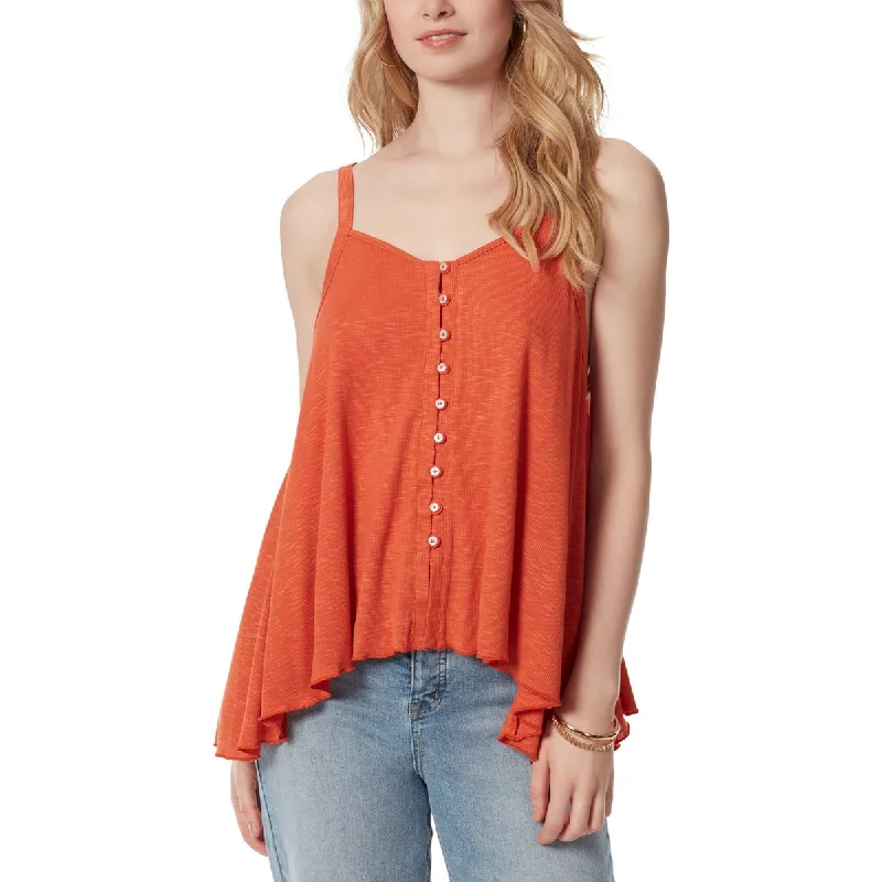 Jessica Simpson Womens Asymmetric Button Down Tank Top